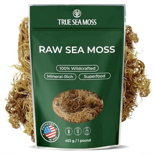 TrueSeaMoss Raw Irish Sea Moss – Wildcrafted Sun-Dried Seaweed for Homemade Gel – Vegan, Non-GMO, Gluten-Free, Additive-Free – 16oz (1 lb) Makes Up to 200oz Gel – Atlantic Harvested