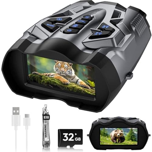 WISHBETY 4K Night Vision Goggles for Adults,16X Zoom Night Vision Binoculars with 1000FT Infrared Range,5000mAh Rechargeable Battery,3.5" Screen,Include 32GB Card,Gift for Mens and Outdoor Enthusiasts