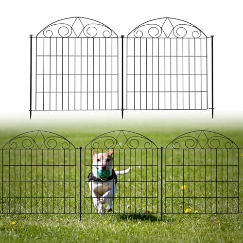 SUNLAX 5 Panels Garden Fence 10ft(L) x 24in(H) Fencing for Yard No Dig Animal Barrier Metal Dog Fence for Patio Outdoor Without Gate