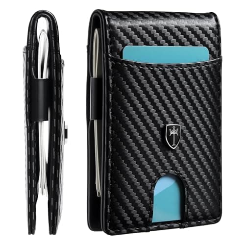 Tipmile Money Clip Wallet for Men RFID Blocking Minimalist Slim Bifold Front Pocket Wallet, Black Carbon Fiber