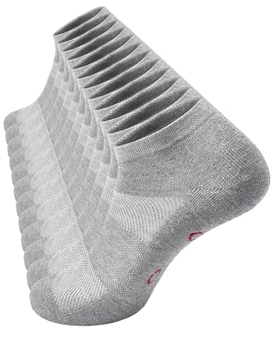 Kinsew Ankle Socks Light Cushioned 6 Pack Foor Massage for Dad Acupressure Pointer Low Cut Gym Running US 6-8 Grey