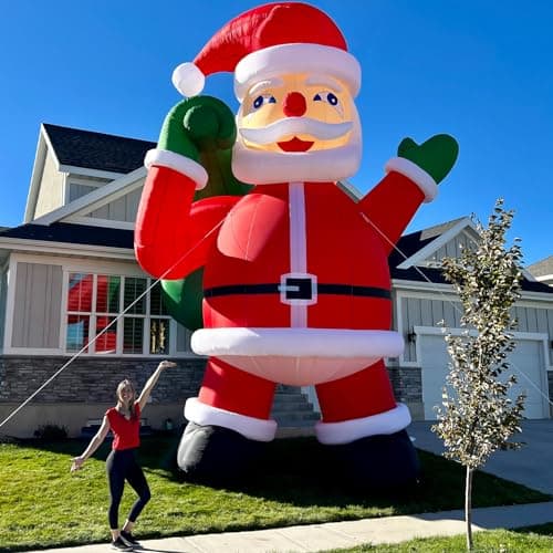 Giant 26Ft Premium Christmas Inflatable Santa Claus with Blower Blow up Christmas Decorations Outdoor Holiday Decor for Outdoor Yard Lawn Christmas Party (Without Build-in LED Lights)