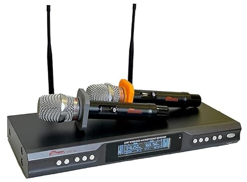 IDOLmain UHF-X2 Professional Performance with Anti Feedback,Ultra Low Distortion, and No-Touch Frequency Scanning with Digital Pilot Technology Dual Wireless Microphone System New