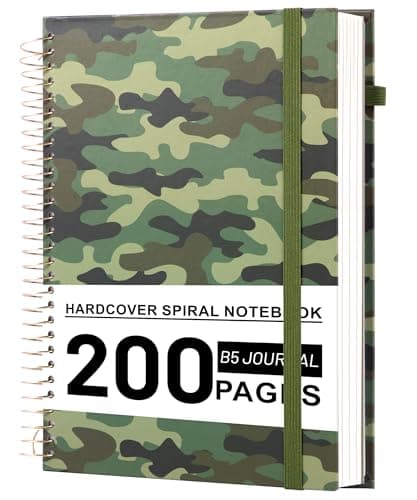 Yoment Hardcover Notebook 7 x 10 B5 Spiral Bound Journal College Ruled, 200 Pages, Notebooks for Work School, Journals for Men Women Kids, Green Camouflage