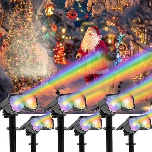 solebell Solar Spotlights Outdoor [ 8 Colors/10 Modes], 2 in 1 Solar Powered Garden Spotlights with IP65 Waterproof, Landscape Pathway Lights for Christmas Decorations Pathway, Porch, Gate (6)