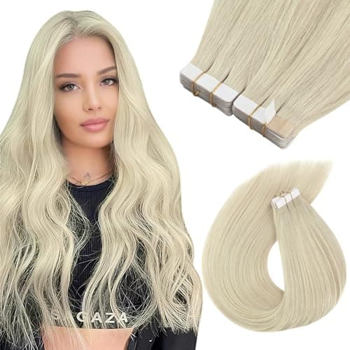 Sunny Hair Tape in Hair Extensions Human Hair 14inch Hair Extensions Real Human Hair Tape in Extensions for Women Solid Blonde Virgin Hair Natural Straight Skin Weft Double Sided Tapes 20Pcs 50g