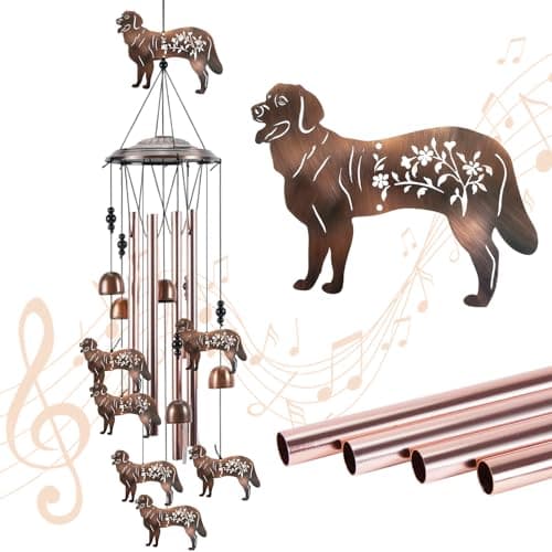 AlgoELF Golden Retriever Dog Wind Chimes for Outside, 35 Inch Artisanal Metal Windchimes, Birthday, Dog Gifts for Women, Men, Mom, Grandma, Windchimes Outdoors for Garden Décor