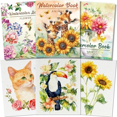 Kalysky 8.5 * 11" Watercolor Workbook,3 Watercolor Coloring Books for Adults,Water Color Book kit for Adults Beginner,160GSM Cold Press Textured Thick Paper