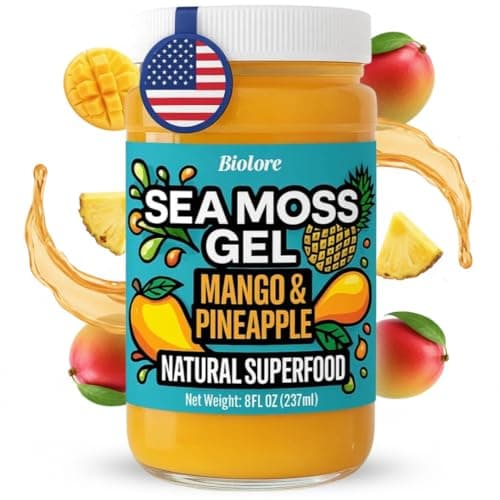 Biolore Sea Moss Gel Mango-Pineapple Made in USA Raw Wildcrafted Irish Seamoss Essential Vitamins Trace Minerals Vegan Superfood, Jam, Jelly & Sweet Spread Gifts (Mango-Pineapple 8OZ)