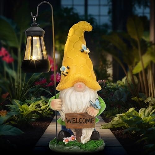 DoYouzhuo8 Christmas Gnomes Outdoor Statue with Solar Lights, Waterproof Solar Garden Gnomes Decorations for Yard with Lantern Light Outdoor Decorations for Patio Mom Gift