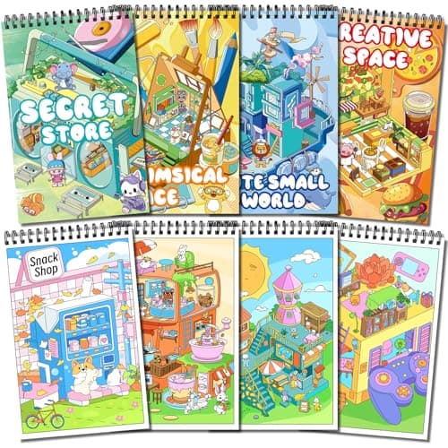 Elfew 4 Set Coloring Books for Teens & Kids 8-12, Stress Relieving & Therapeutic Coloring Book with 80 Cute Patterns, Anxiety Relief & Relaxation for Teens Adult Women