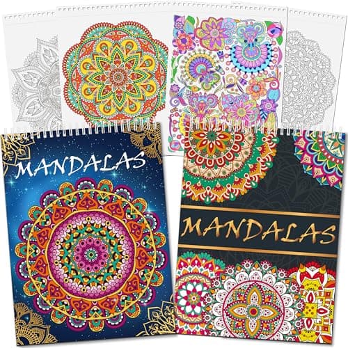 Elfew 2 Pack Mandalas Coloring Books for Adult, 80 Original Mandala Patterns and Designs, Coloring Book for Adults Relaxation, Adult Coloring Book Spiral Bound, Relaxation Books for Women