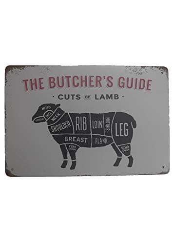 AIQIBAO Metal Vintage Tin Sign Decor The Butcher's Guide for Restaurant Bar Pub Shop Funny Retro Wall Art Sign 12" X 8"