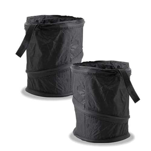 AIQIBAO 2PCS Car Trash Can,Portable Vehicle Garbage Bin,Foldable Hanging Multifunctional Car Trash Bin Waterproof Bag Waste Basket Auto Accessories Interior Car Accessory (BLACK)
