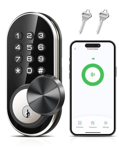 TEEHO TE341 Smart Keyless Entry Door Lock with App Control, Digital Keypad Bluetooth Electronic Deadbolt with Auto Lock, Easy Installation - Silver