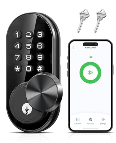 TEEHO TE341 Smart Keyless Entry Door Lock with App Control, Digital Keypad Bluetooth Electronic Deadbolt with Auto Lock, Easy Installation - Black