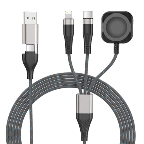 2025 Upgraded 3 in 2 Travel Charger for Apple Watch & iPhone - USB C/Magnetic Wireless Fast Charging Cable, Compatible with iWatch Ultra 2/SE/10-1, iPhone 16/15, Galaxy S24 (Portable 6FT)