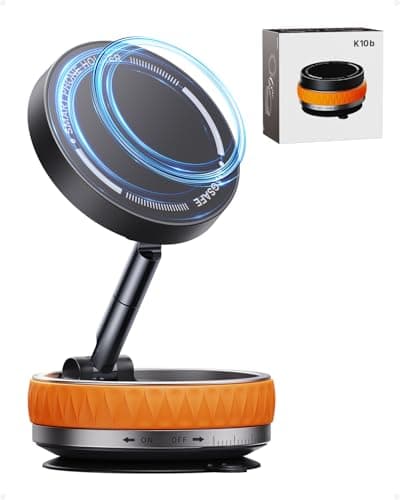 Intoval Vacuum Magnetic Phone Holder for Car, 360 Suction Cup Phone Mount with Snaplock Tech, Adjustable Magnet Stand for Your Car - Fit for Magsafe iPhone, Come with 2 Mag Rings, Flat Nano Sticker