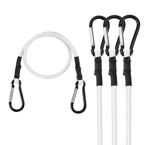 WORKPRO 24 Inch Bungee Cords with Hooks, 4 Pack Superior Rubber Heavy Duty Bungee Straps Strong Elastic Rope for Outdoor Tent, Luggage Rack, Camping, Cargo, RV, Bike, Transporting, Storage, White