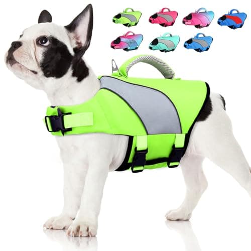 Doglay Dog Life Jacket, Adjustable & Reflective Dog Life Vest for Swimming and Boating, High Buoyancy Swimming Safety Vest with Rescue Handles and D-Ring for Small Medium Large Dogs.