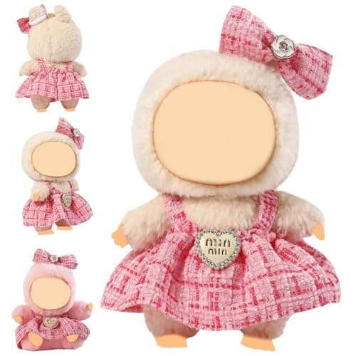 Clothes for Blind Box Dolls, Premium 2-Piece Dolls Accessories Set with Chic Bow Dress Outfit for 15-17cm Plush Blind Box Toy (Red Set)