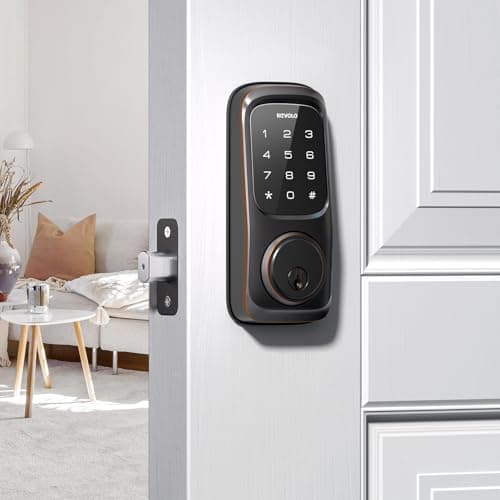 Revolo Keyless Entry Door Lock with Touchscreen Keypads, Electronic Keypad Deadbolt for Front Door, ANSI Grade 2 Certified, All-Metal Construction, Auto Lock, Easy to Install, Oil-Rubbed Bronze