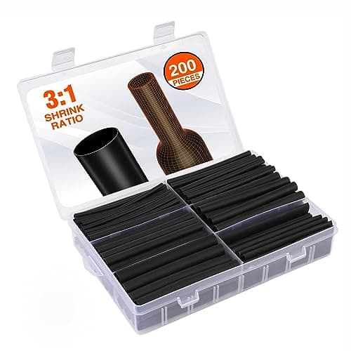 Valuemax Heat Shrink Tubing Kit, 3:1 Industrial Electrical Shrink Tube, Marine Grade Shrink Wrap, Adhesive Lined, 200 PCS, 7 Sizes, Black