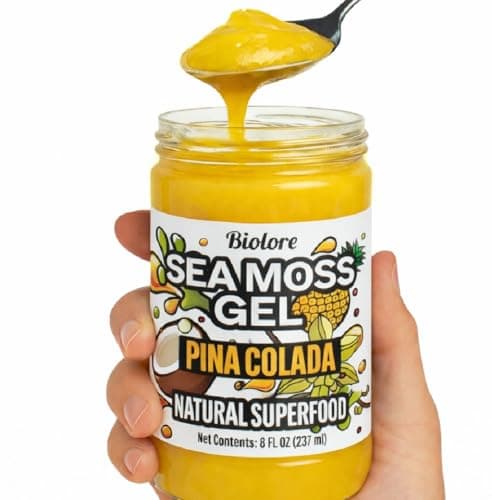 Biolore Sea Moss Gel Pina Colada Made in USA Raw Wildcrafted Irish Seamoss Essential Vitamins Trace Minerals Vegan Superfood, Jam, Jelly & Sweet Spread Gifts (Pina Colada - 8OZ)