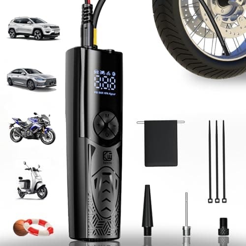 Kewig 100W Tire Inflator Portable Air Compressor - Faster Inflation Air Pump for Motorcycle/Car Tires, 150 PSI Electric Bike Tire Pump with Digital Pressure Gauge for Motorcycle