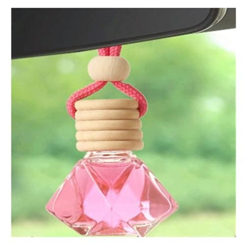 Red Car Air Freshener 8ML Car Perfume Glass Pendant 2PCS with 20ML Spare Natural Perfume Decoration Car Perfume Air Freshener (Shangri-La)