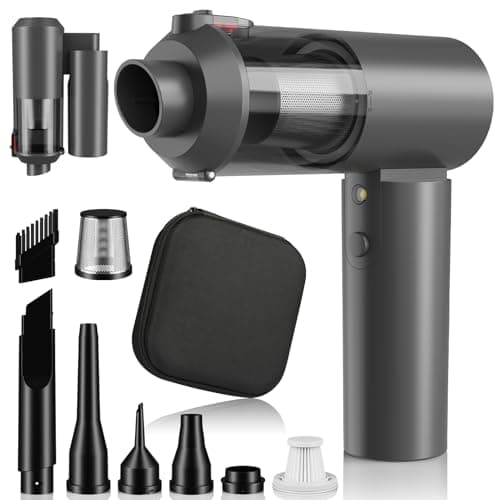Tkkich Car Vacuum Cleaner,Portable Air Blower 4in1 16000PA High Power 90°Foldable Cordless Handheld Vacuums Brushless Motor,Grey