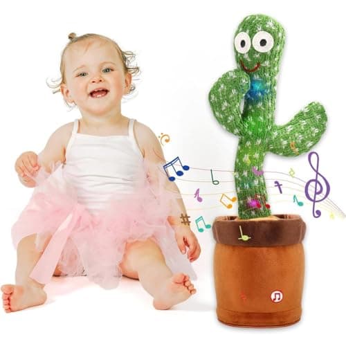 MIAODAM Dancing Cactus Baby Toy - Talking Cactus, Singing Toy, Colorful Glowing Repeating What You Say Plush Figure with 100 Songs for Kids and Adults