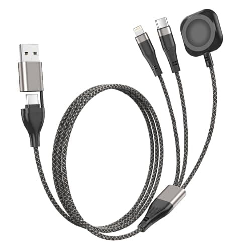 Upgraded 3 in 2 USB C Multi Charging Cable for Apple Watch for iPhone 16 Fast Charger | 6FT Travel Essentials for iWatch Ultra-SE10, iPhone 11-16, S23-S25