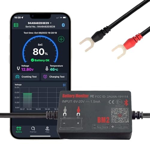 Car Bluetooth Battery Monitor BM2,iKiKin Car Battery Tester Automotive 12V Auto Cranking and Charging System Test Scan Tool Digital Battery Alternator Analyzer for All Car.