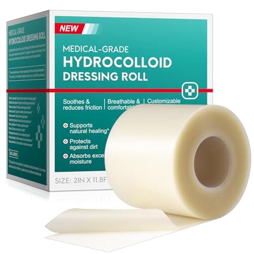 Hydrocolloid Roll for Wound Care (2IN X11.8FT), Medical Grade Self-Adhesive Hydrocolloid Patch Bandages for Wound Healing,Ultra-Thin & Waterproof, Scar Prevention, Burn Care