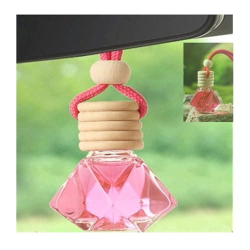Red Car Air Freshener 8ML Car Perfume Glass Pendant 2PCS with 20ML Spare Natural Perfume Decoration Car Perfume Air Freshener(Charming Encounter)