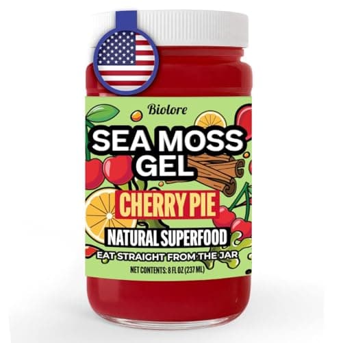 Biolore Sea Moss Gel Cherry Pie Made in USA Raw Wildcrafted Irish Seamoss Essential Vitamins Trace Minerals Vegan Superfood, Jam, Jelly & Sweet Spread Gifts - 8oz