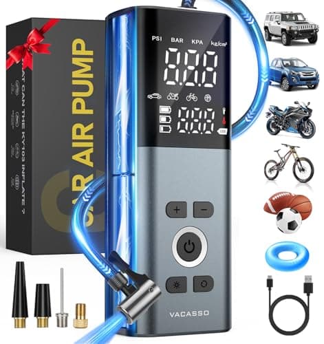 Tire Inflator Portable Air Compressor, 150PSI Air Pump For Car Tires with Accurate Tire Pressure Gauge, Cordless Air Compressor for Car, Motorcycle, Bike, Balls and More, Smart Autostop