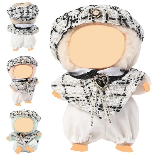 Clothes for Blind Box Dolls, 3-Piece Premium Clothing Accessories Dolls Accessories Set for 15-17cm Plush Blind Box Toy Skirt Outfit (White Shawl)