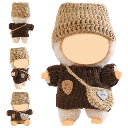 Clothes for Blind Box Dolls, Premium 3-Piece Handcrafted Crochet Doll Clothes Suitable for 15-17CM Plush Blind Box Doll Accessories Set Outfit (Knitwear)
