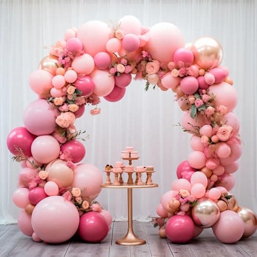 Rose Red Balloon Garland Arch Kit, 155Pcs Rose Gold Macaroon Pink Metallic Chrome Gold Latex Balloons for Birthday Anniversary Wedding Romantic Bridal Shower Decorations