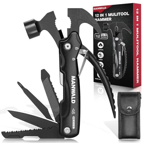 12 in 1 Multitool Hammer, Gifts for Dad, Christmas Stocking Stuffers for Men Adults, Camping Accessories Survival Gear, Cool Gadgets Gifts for Men, Husband, Boyfriends, Birthday Gifts for Him