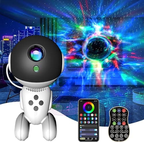 DfuGift Robot Galaxy Projector Night Light, Star with White Noise, Music Speaker, Remote,Timer, App Control Starry Nebula Ceiling for Adult Kid's Bedroom Decor Birthday's Gift