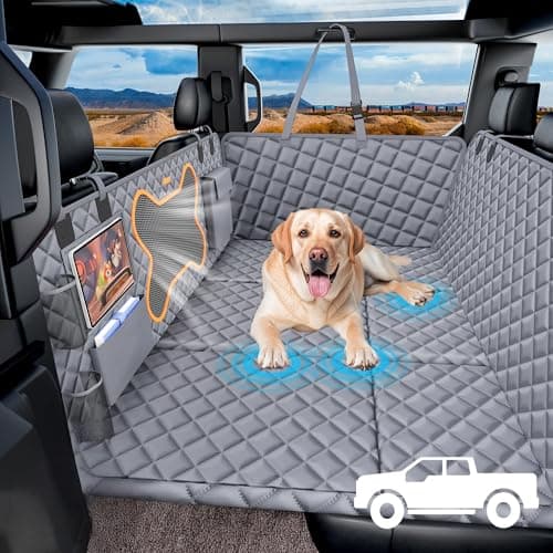 QINGTI Truck Dog Seat Cover for Full Size F150/RAM1500/Silverado, XXL Dog Seat Cover for Back Seat for 2-4 Large Dogs, 400Lbs Capacity, Waterproof & Non-Slip Back Seat Protector for Crew Cab Trucks