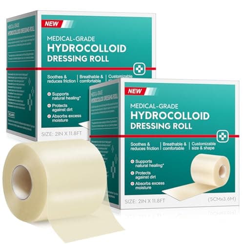 2Pack Hydrocolloid Roll for Wound Care (2IN X11.8FT), Medical Grade Self-Adhesive Hydrocolloid Patch Bandages for Wound Healing,Ultra-Thin & Waterproof, Scar Prevention, Burn Care