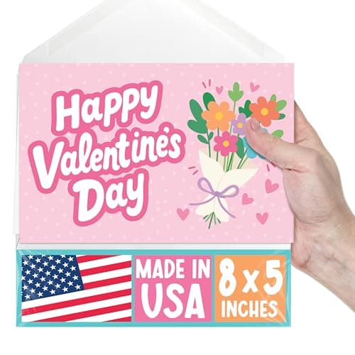 Blank Valentines Day Cards for Her - Happy Valentines Cards for Him, Valentine Greeting Card with Envelope, Happy Valentine Card for Kids Classroom, Friends, Family, Wife, Girlfriend, Fiance, Mom