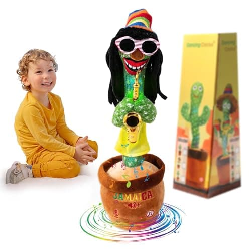 MIAODAM Dancing Cactus, Talking Plush Toy with Funny Style 270 Degree Rotation for for Baby Boys and Girls, Singing Baby Toy Repeats What You Say Colorful Glowing Singing Cactus Toy