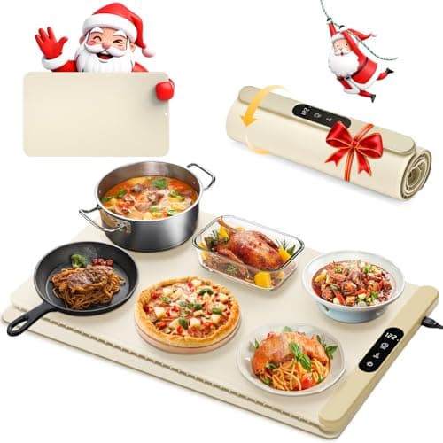 Food Warming Mat with Protective Table Mat, Graphene Fast Full-Surface Heating Mat, Electric Warming Tray with 6 Temperature and 6HoursTimer, Portable Rollable Food Warmer Perfect For Parties Buffet