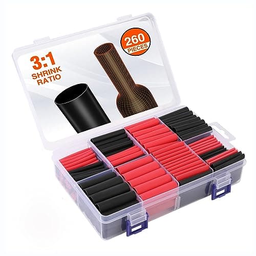 Valuemax Heat Shrink Tubing Kit, 3:1 Industrial Electrical Shrink Tube, Marine Grade Shrink Wrap, Adhesive Lined, 260 PCS, 7 Sizes, Black&Red