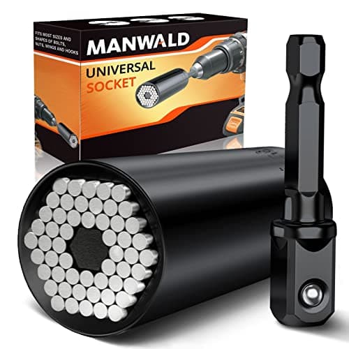 MANWALD Universal Socket Tool, Super Socket Unscrew Any Bolt, Adjustable Socket Drill with Adapter, Fathers Day Dad Gifts from Daughter Wife Son, Gifts for Him, Men, Kids, Boyfriends, 2 PCS, Black